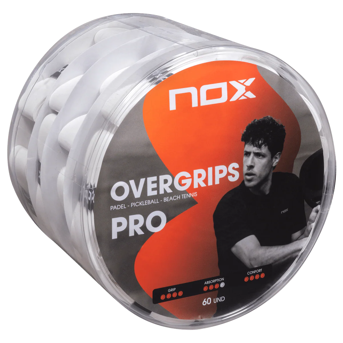 Nox Overgrips PRO white smooth can (60 pcs)